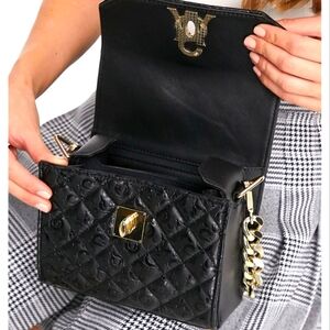 Steve Madden Black Quilted Juliet Box Crossbody Bag